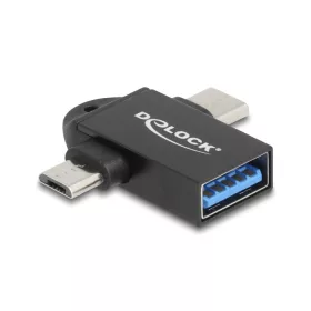   Delock Adapter USB 10 Gbps 2 az 1-ben A-típusú USB anya - USB Type-C  apa + Mikro-B USB apa OTG (DL-60739)