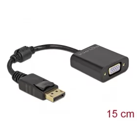   Delock Adapter DisplayPort 1.2-dugós csatlakozó-VGA-csatlakozóhüvely passzív fekete (DL-61006)