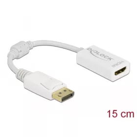   Delock Adapter DisplayPort 1.1-dugós csatlakozó-HDMI-csatlakozóhüvely passzív fehér (DL-61015)