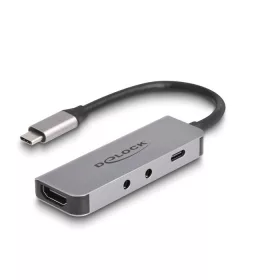   Delock USB Type-C  adapter - HDMI 4K 60 Hz és fejhallgató, valamint mikrofonhoz port + USB Type-C  csatlakozó PD 95 W (DL-61064)