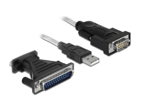 Delock Adapter, USB 2.0 A-típusú > 1 db soros DB9 RS-232 + DB25 adapter