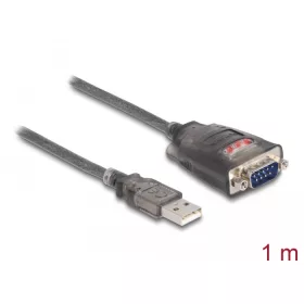   Delock Adapter A-típusú USB 2.0 - 1 x soros RS-232 D-Sub 9 tus apa LED-del 1m (DL-61400)