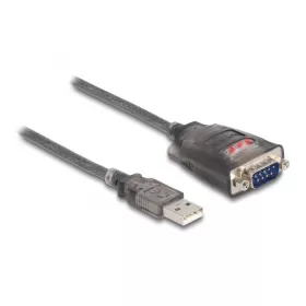   Delock Adapter A-típusú USB 2.0 - 1 x soros RS-232 D-Sub 9 tűs apa anyacsavarokkal, 3 db. LED-del 0,2 m (DL-61412)