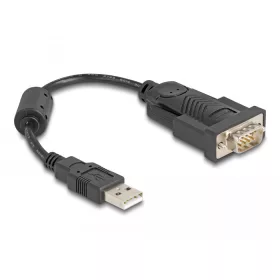   Delock Adapter USB 2.0 A-típusú - 1 x soros RS-232 D-Sub 9 tűs apa ferrit maggal 0,25 m (DL-61549)