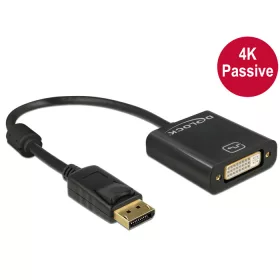   Delock Adapter Displayport 1.2-dugós csatlakozó > DVI-csatlakozóhüvely 4K passzív, fekete (DL-62601)