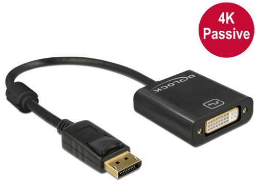 Delock Adapter Displayport 1.2-dugós csatlakozó > DVI-csatlakozóhüvely 4K passzív, fekete
