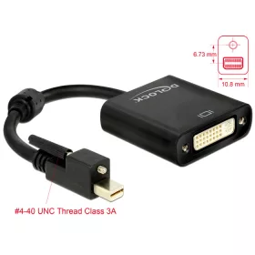   Delock Adapter mini Displayport 1.2-dugós csatlakozó csavarral > DVI-csatlakozóhüvely 4K aktív feket (DL-62639)