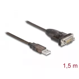   Delock Adapter A-típusú USB 2.0 - 1 x soros RS-232 D-Sub 9 tűs apa anyacsavarokkal 1,5 m (DL-62645)