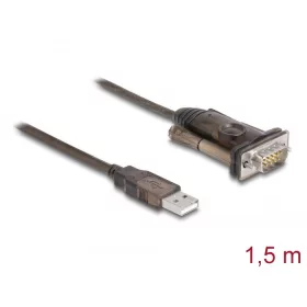   Delock Adapter A-típusú USB 2.0 - 1 x soros RS-232 D-Sub 9 tűs apa csavarokkal 1,5 m (DL-62646)