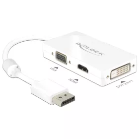   Delock Adapter Displayport 1.1-dugós csatlakozó > VGA / HDMI / DVI-csatlakozóhüvely passzív fehér (DL-62655)