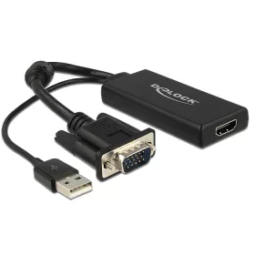 Delock VGA HDMI adapter audió funkcióval fekete (DL-62668)