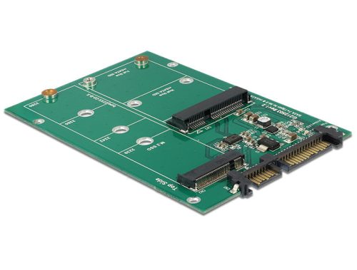 Delock átalakító SATA 22 tűs > 1 x M.2 NGFF + 1 x mSATA