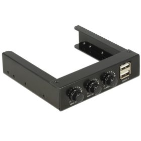   Delock 3.5  elülső panel > 2 x USB 2.0 és ventilátorvezérlés (DL-62714)