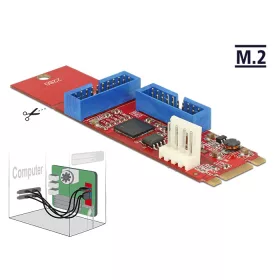   Delock Átalakító, M.2 aljzat B+M nyílással, csatlakozódugó > 2 x USB 3.0-s csatlakozósor (DL-62843)