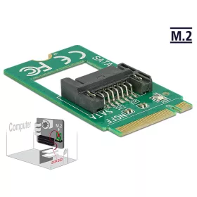   Delock Adapter, M.2 aljzat B nyílással, csatlakozódugó > 7 tus SATA - formatényezo (2242) (DL-62876)