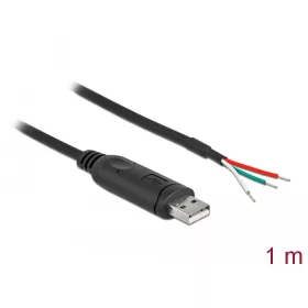   Delock adapterkábel USB 2.0 Type-A és soros RS-232 közötti 3 nyitott vezetékkel 1 m (DL-62930)