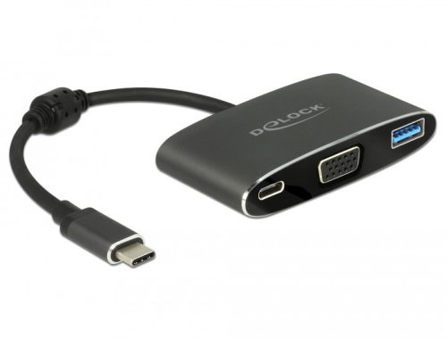 Delock Adapter USB Type-C  apa > VGA anya (DP Alt mód) + USB A-típusú + USB Type-C  PD