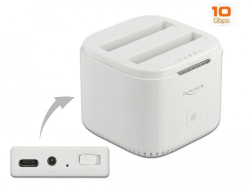 Delock USB Type-C  3.2 Dokkoló állomás 2 x 2.5  SATA HDD / SSD-hez klón funkcióval