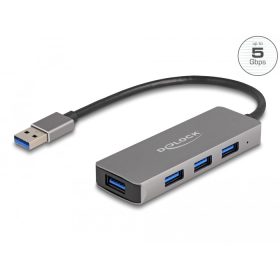   Delock 4 portos USB 3.2 Gen 1 hub USB Type-A csatlakozóval   USB Type-A portok az oldalán (DL-63171)