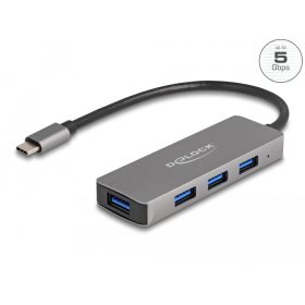   Delock 4 portos USB 3.2 Gen 1 hub USB Type-C csatlakozóval   USB Type-A portok az oldalán (DL-63173)