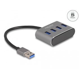   Delock 4 portos USB 3.2 Gen 1 hub USB Type-A csatlakozóval   USB Type-A portok a tetején (DL-63190)
