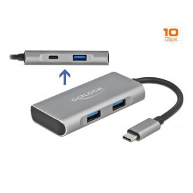   Delock Külső USB 3.2 Gen 2 USB Type-C  hub 3 A-típusú és 1 USB Type-C  csatlakozó felülettel (DL-63261)