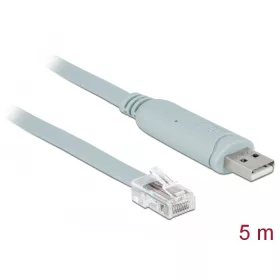   Delock Adapter USB 2.0 A-típusú apa > 1 x soros RS-232 RJ45 apa 5,0 m szürke (DL-63308)
