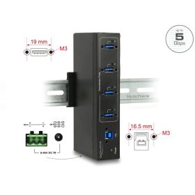   Delock Külso ipari hub 4 x USB 3.0 A-típusú 15 kV ESD védelemmel (DL-63309)