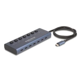   Delock USB 5 Gbps hub 7 USB Type-C  porttal és kapcsolóval, melyből 6 adatport és egy adat és 20 Wattos PD port (DL-63410)