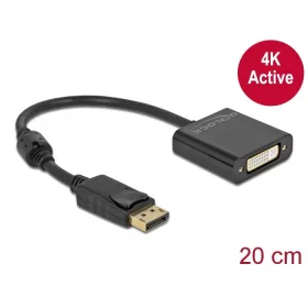   Delock Adapter DisplayPort 1.2-dugós csatlakozó-DVI-csatlakozóhüvely 4K aktív fekete (DL-63482)