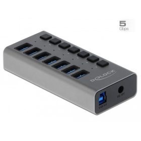   Delock Külső SuperSpeed USB hub 7 bemenettel és kapcsolóval (DL-63669)
