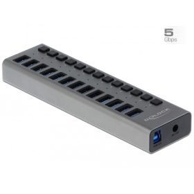   Delock Külső SuperSpeed USB hub 13 bemenettel és kapcsolóval (DL-63738)