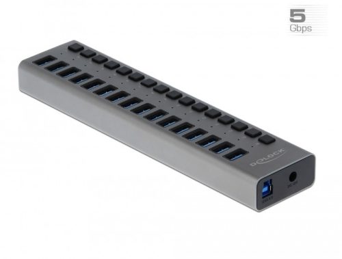 Delock Külső SuperSpeed USB hub 16 bemenettel és kapcsolóval