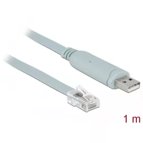   Delock Adapter USB 2.0 A-típusú apa > 1 x soros RS-232 RJ45 apa 1,0 m szürke (DL-63911)