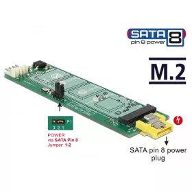   Delock Átalakító SATA 8 tus anya hálózati csatlakozó > M.2 kulcs B csatlakozónyílás (DL-63917)