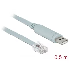   Delock Adapter USB 2.0 A-típusú apa > 1 x soros RS-232 RJ45 apa 0,5 m szürke (DL-63920)