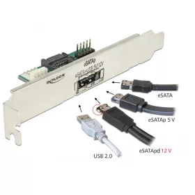   Delock Hátlapi lemez 1 x eSATApd 5 V / 12 V csatlakozóval (DL-63921)