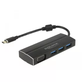   Delock USB 3.1 Gen 1 adapter USB Type-C tápfeszültségporttal, 3 x 3.0 A-típusú USB kapcsolódási pont (DL-63932)