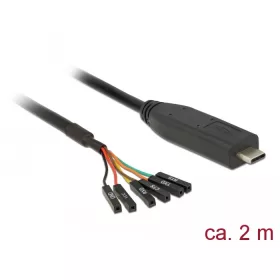   Delock átalakító USB Type-C  2.0 apa LVTTL-hez 3,3 V 6 tűs fejlécű, anya 6 tűs fejlécű, 2,0 m (DL-63946)