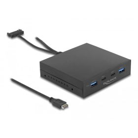   Delock 3,5 hüvelykes USB 3.2 Gen 2 előlap 2 x USB Type-C + 2 x USB Type-A (DL-64057)