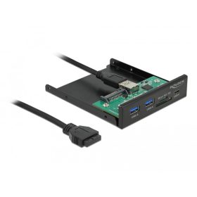  Delock 3.5 , 3.2 Gen 1 USB elülső panel 1 x USB Type-C  + 2 x A-típusú USB + SD és Micro SD csatlako (DL-64058)