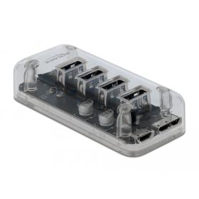 Delock Külső 3.0 USB hub 4 porttal, átlátszó (DL-64087)