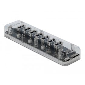 Delock Külso 3.0 USB hub 7 porttal, átlátszó (DL-64088)