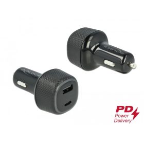   Delock Autós tölto USB Type-C PD 3.0 és A-típusú USB 63 W-tal (DL-64108)
