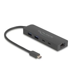   Delock 10 Gbps USB hub 2,5 Gigabit LAN porttal és PD 85 Watt (DL-64110)