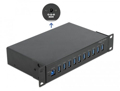 Delock 10  ipari hub 10 x USB 3.2 Gen 1 A-típusú csatlakozóval