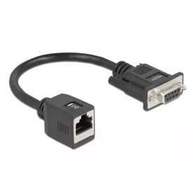   Delock Soros adapter a kábelhosszabbításhoz a DB9-es anya csatlakozó   RJ45 anya csatlakozó (DL-64122)