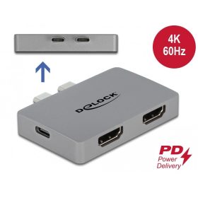   Delock Kettős HDMI adapter MacBook-hoz 4K 60 Hz és PD 3.0-s (DL-64123)