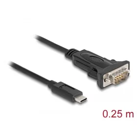   Delock Adapter USB Type-C - 1 x soros RS-232 D-Sub 9 tűs apa csavarokkal 0,25 m (DL-64125)