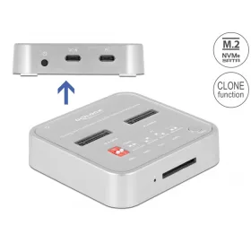   Delock Dokkoló állomás 1 x M.2 NVMe SSD + 1 x M.2 SATA SSD számára SD Express (SD 7.1) kártyaolvasóv (DL-64138)